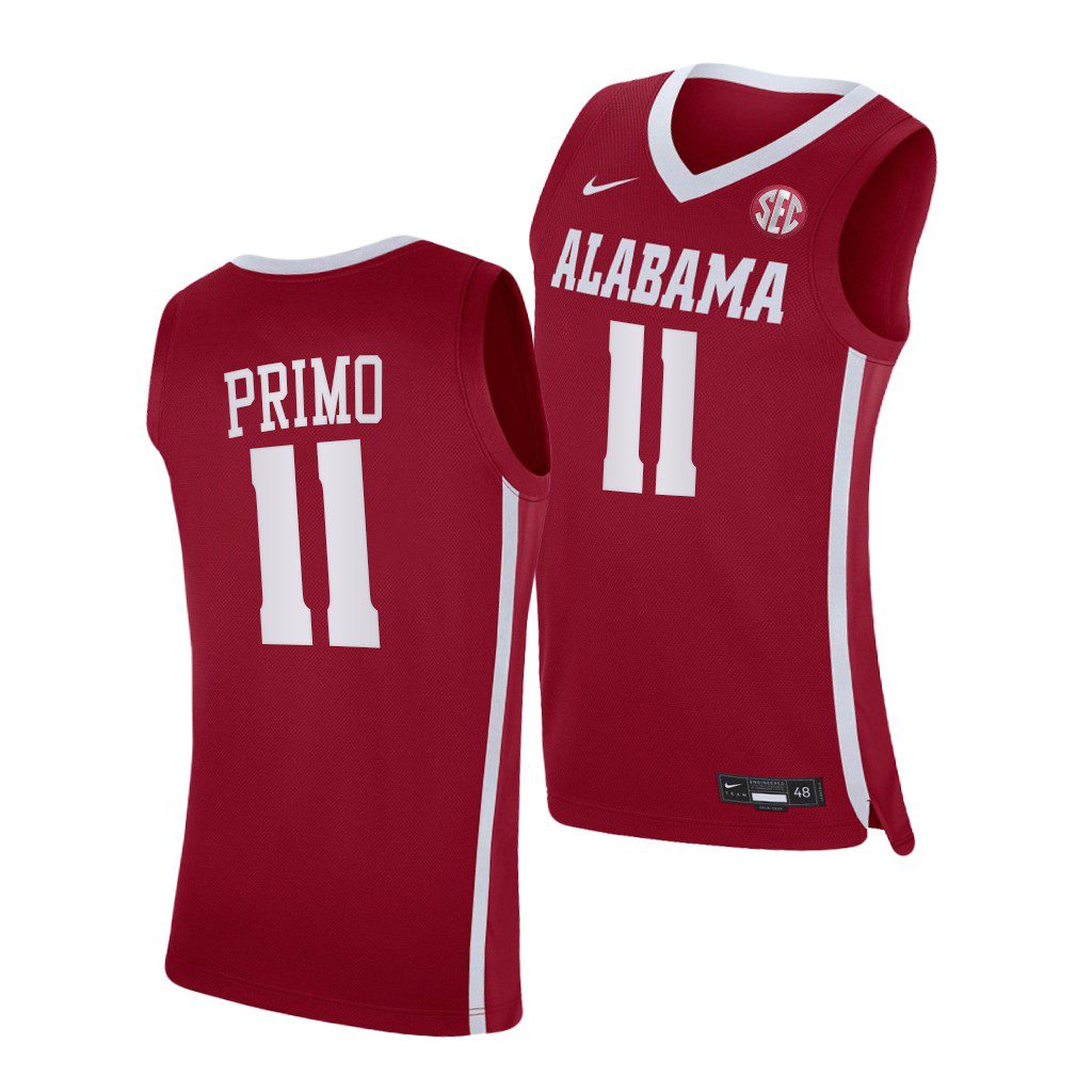 Men's Alabama Crimson Tide Joshua Primo #11 2021 Crimson Replica NCAA College Basketball Jersey